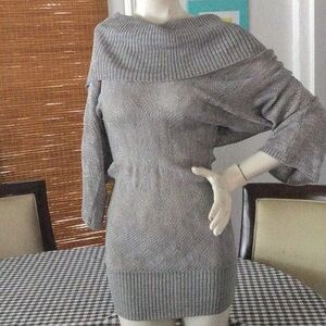White House Black Market Gray Off-the-Shoulder Sweater